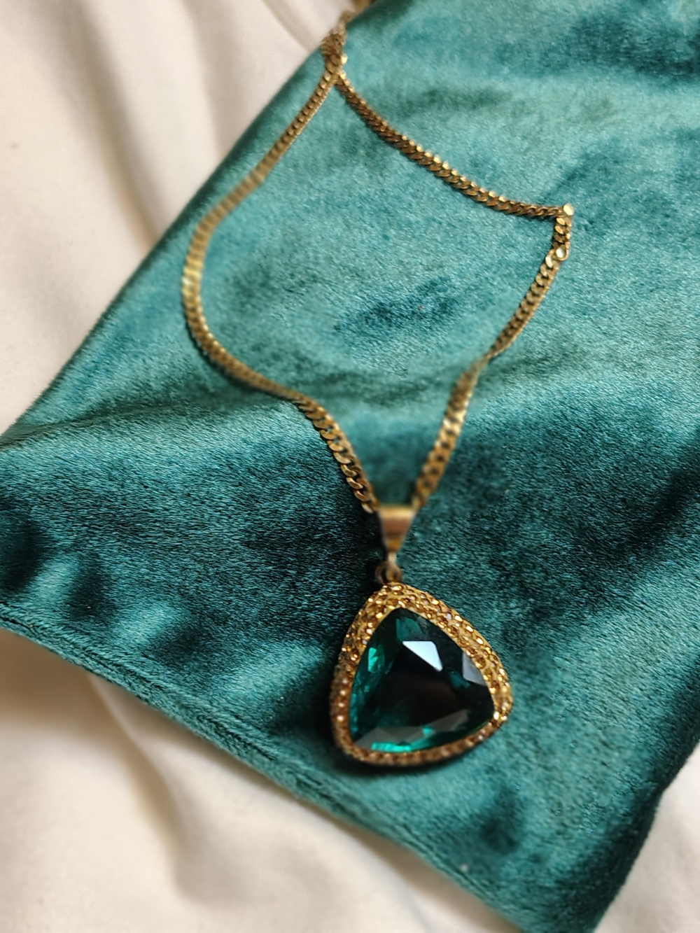 Women's ZeyZey Emerald Blue Green Triangle Teardrop Diamond Pendant
